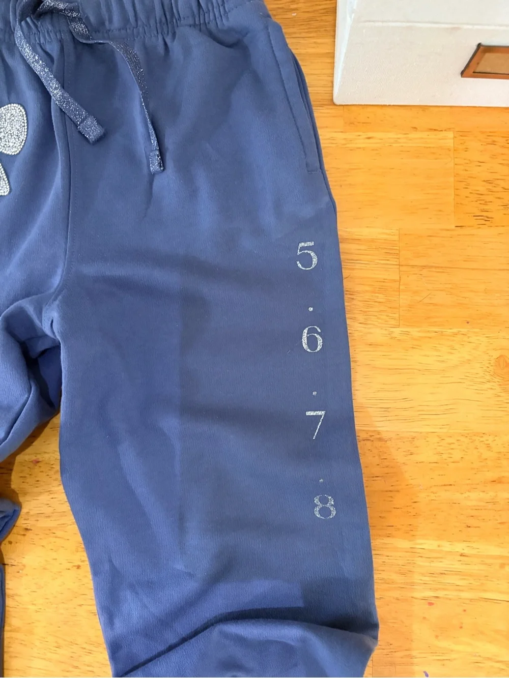 Girls Navy cheer/dance Jogger Pants with Glitter Bow
